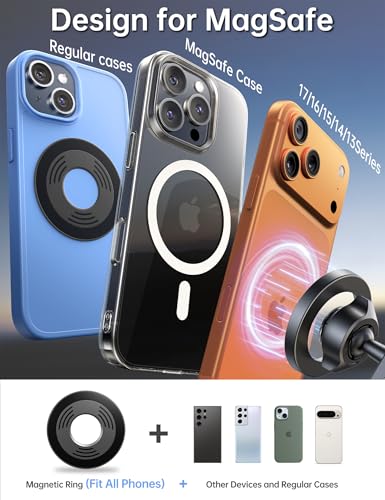 Magnetic Golf Cart Phone Holder【Strong Magnets】 Magnetic Phone Holder for Golf Cart Phone Mount for iPhone 17 Fits GPS EZGO Club Car Yamaha Golf Accessories Gifts for Men Husband (Black)