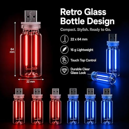 6 Pack USB Car Night Light (3Red&3Blue)