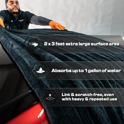 Microfiber Car Drying Towel 24"x36" (Charcoal Grey / 24"x36" Double sided)