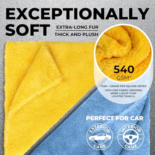 Edgeless Microfiber Car Towels (Gray, Blue, Yellow)
