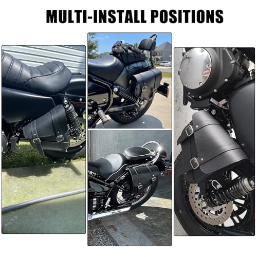 Motorcycle Saddle Bags Leather Motorcycle Solo Swing Arm Bag For Softails Sportsters Choppers Waterproof Side Bags (Right Side / Black)