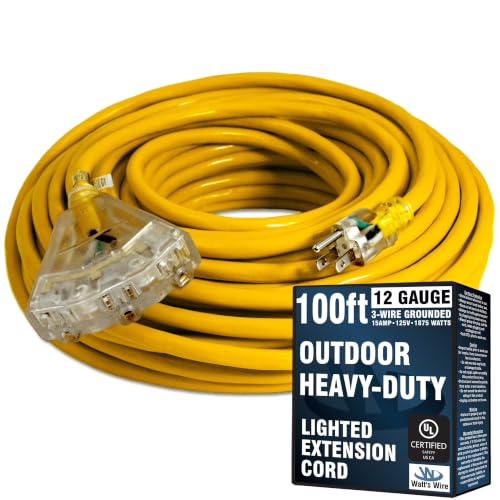 100 ft Outdoor Extension Cord (Yellow / 100 Ft)