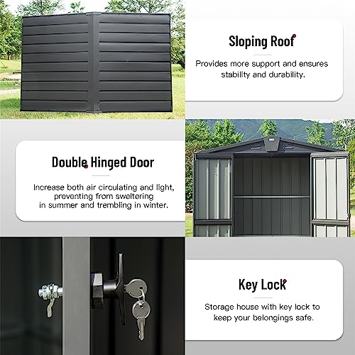 Galvanized Steel Garden Shed (Dark Gray01 / 5.7×3)