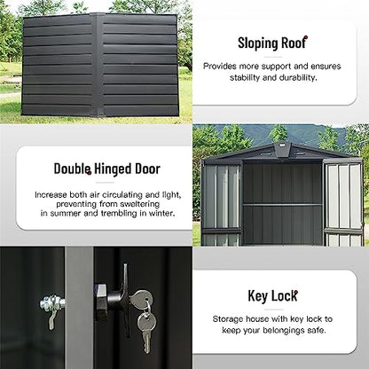 Galvanized Steel Garden Shed (Dark Gray01 / 5.7×3)