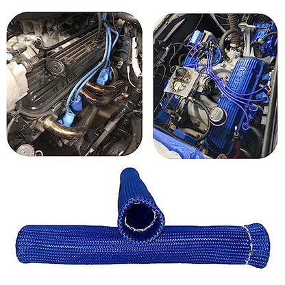 Spark Plug Wire Heat Shield 8PCS Spark Plug Boots Thermal Protection Sleeve 1200 Degree 6 inch Heat Cover Wrap for Car Truck (blue)
