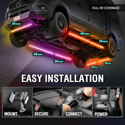 Aura DreamColor Underglow Chasing Lights for RV with APP & Remote (4. RV Class B & B+)