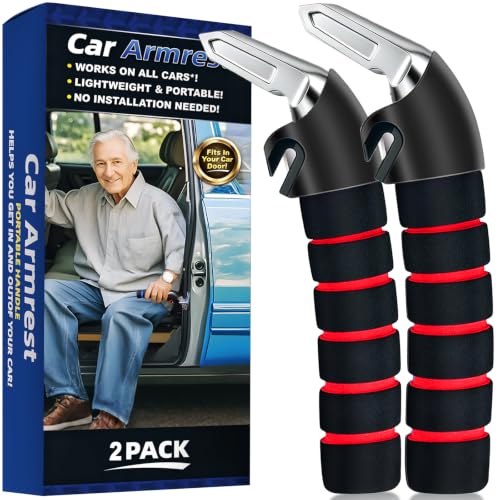 2Pack Car Door Handle for Elderly Car Handle Assist Support Multifunction Handle for Elderly and Handicapped (Red)