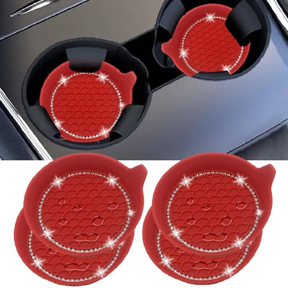 4pcs Bling Car Cup Holder Coaster (New Red / 4pcs)