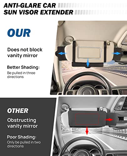 Car Sun Visor Sunshade Extender (Black / 2 Pack)
