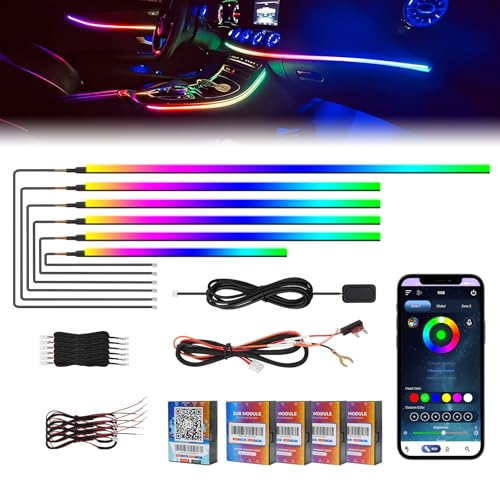 2026 Upgraded Dreamcolor Acrylic Interior Car LED Strip Light with Wireless Self (Upgrade-Dreamcolor-6-1)