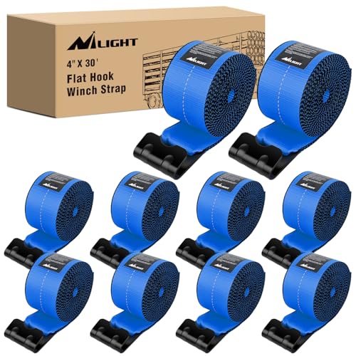 Truck Straps 4" x 30' Heavy Duty Tie Down with Flat Hooks (10Pcs 4in x 30ft Truck Straps Blue)