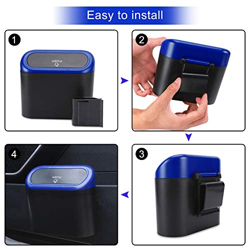 Car Trash Can with Lid (Black/Blue Lid, Black/Blue Lid)