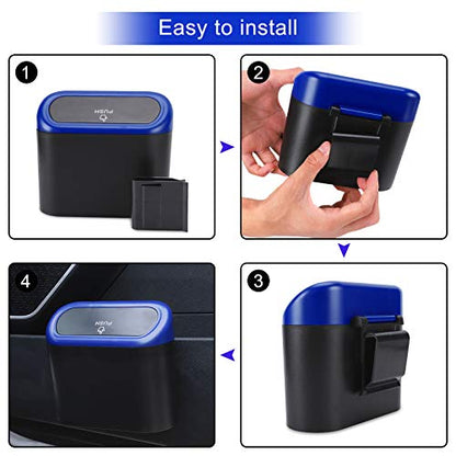 Car Trash Can with Lid (Black/Blue Lid, Black/Blue Lid)