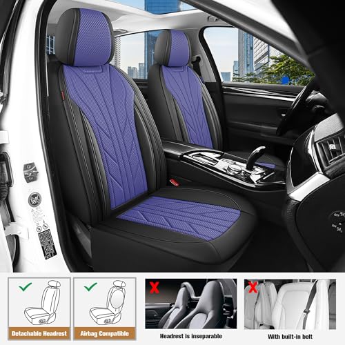 Luxury Faux Leather&Fabric Car Seat Covers Full Set with Breathable 3D Foam Back Support