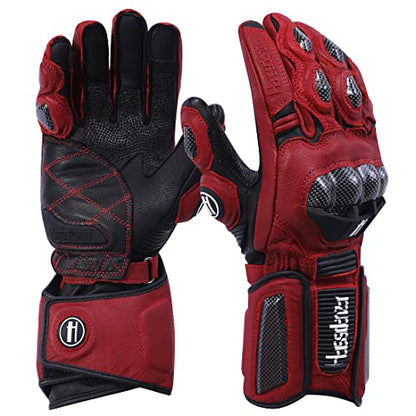Unisex Leather Motorcycle Touch Gloves KM045 Oxblood (X-Large / Oxblood/Black)