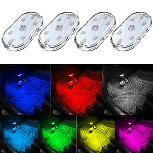4Pcs Car LED Lights Interior Wireless (7 Colors)