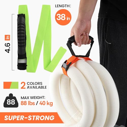 Heavy Duty Storage Straps with Handle and Easy Adjustable Steel Black Lock Slider Buckles (2 Pack)