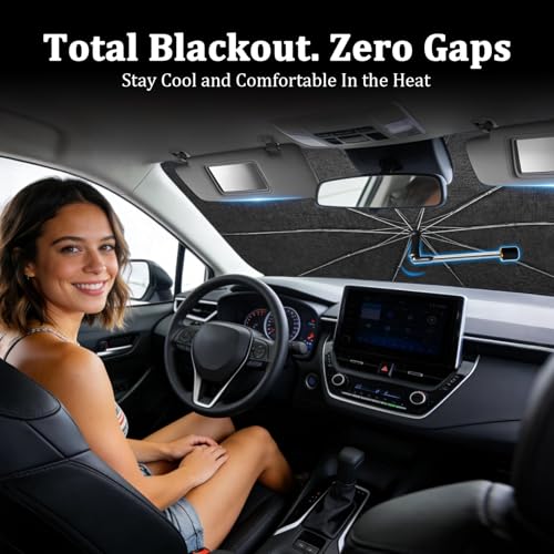 2026 Upgraded] Windshield Sun Shade Umbrella (Small)