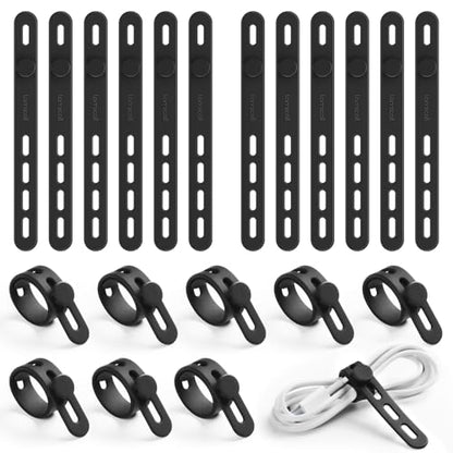 20 Pack Silicone Cable Ties (20pack / Classic Black)