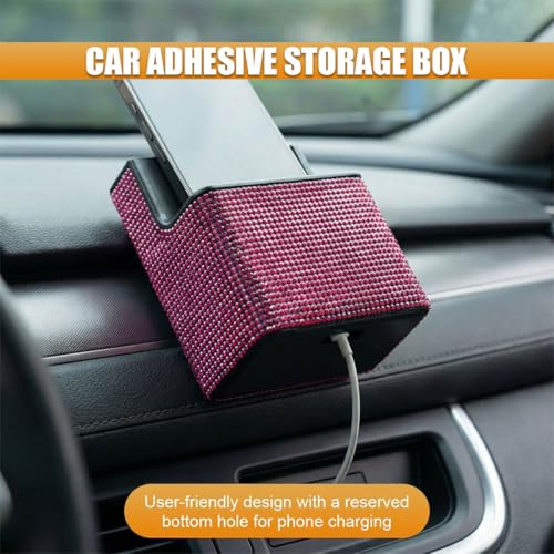 Bling Car Dashboard Storage Box (RoseRed)