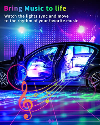 RGB LED Strip Lights for Car App Control with Remote Led Lights car Interior with Charger Music Sync Under Dash Footwell Neon Lighting Kit w (4 IN 1 48SMD)