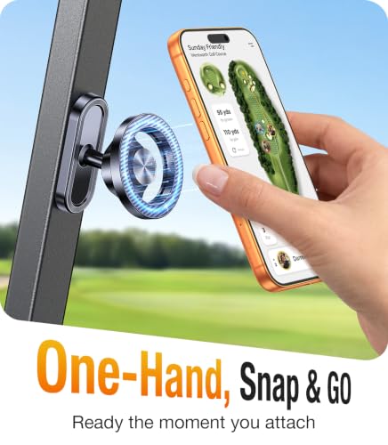 Magnetic Golf Cart Phone Holder【Strong Magnets】Magnetic Phone Holder for Golf Cart Phone Mount for iPhone 17 Fits GPS EZGO Club Car Yamaha Golf Accessories Gifts for Men Husband (Matte Black)