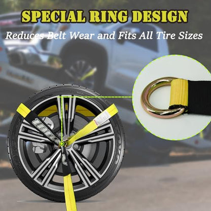 4 Pack Car Tie Down Straps for Trailers (yellow)
