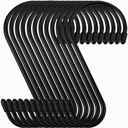12 Pack 6 Inch Black Vinyl Coated Heavy Duty S Hooks Non Slip (Black / 6 in 12 pack)