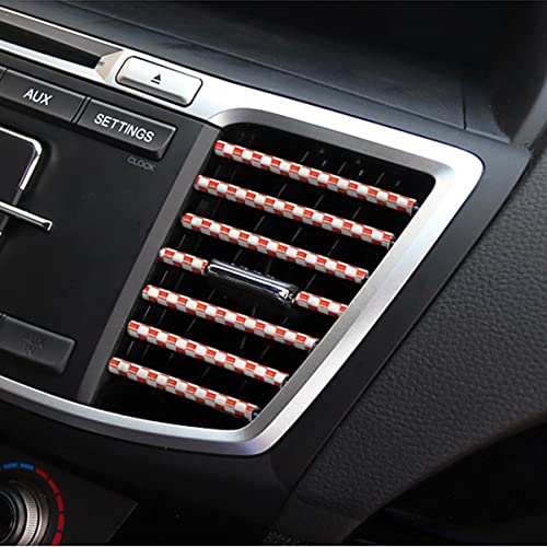 20PCS Bendable Car Air Vent Trim Strips (Red/Lattice)