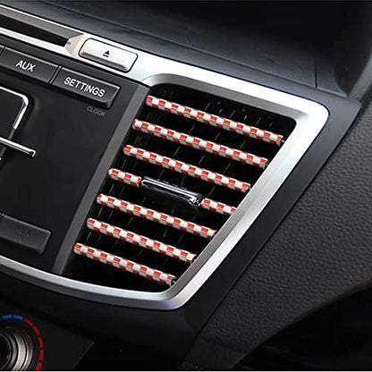 20PCS Bendable Car Air Vent Trim Strips (Red/Lattice)