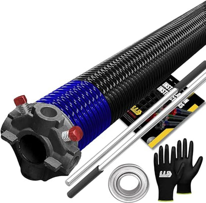 Garage Door Torsion Spring 262x2x38 for Right Side of Garage Door with Winding Bars (262x2x38 / Black Cone (Right Side))