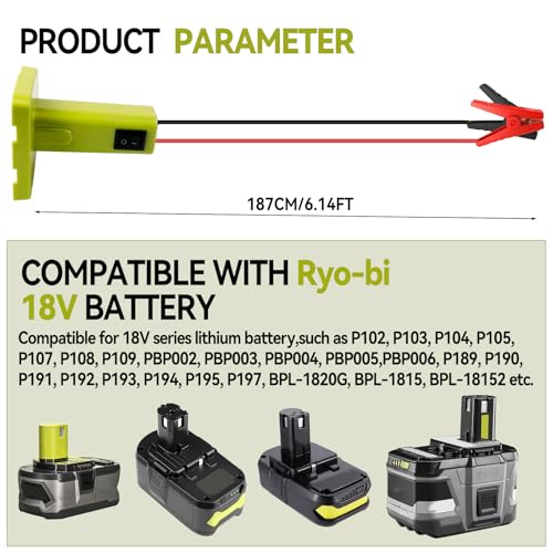 Jumper Cables Adapter Compatible with Ryobi 18V Battery