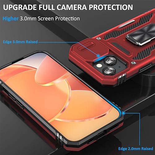 Red Phone Case for iPhone 15 Plus Case with Slide Camera Cover (★ iPhone 15 Plus 【6.7 inches】 / Red)