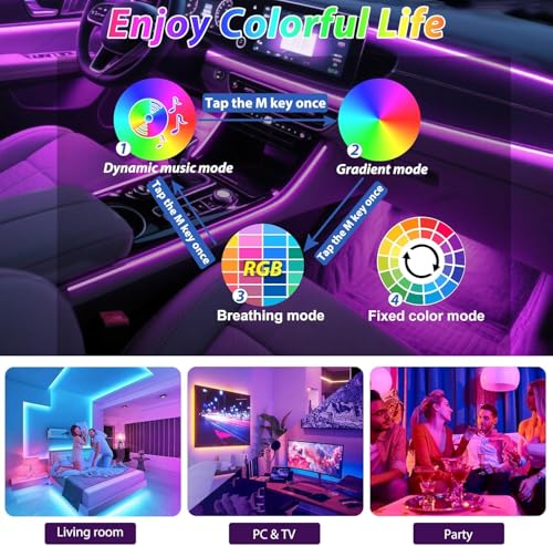 6 in 1 Car Led Strip Lights with App Control
