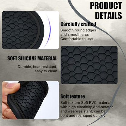 4PCS Car Cup Holder Coasters (Black)
