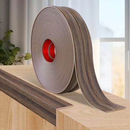 Wall Corner Protector Peel and Stick Corner Trim Molding (2.4 In x 40 Ft / Smoked Brown Wood)