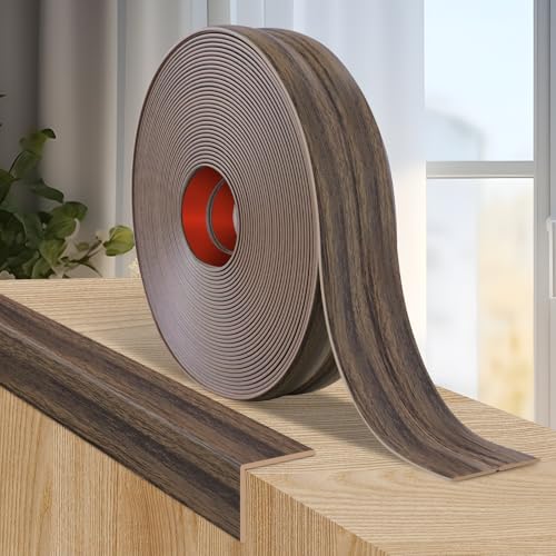 Wall Corner Protector Peel and Stick Corner Trim Molding (1.6 In x 10 Ft / Smoked Brown Wood)