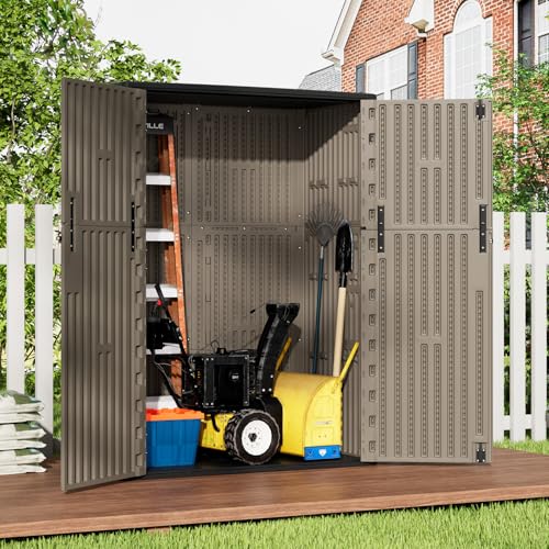 57 Cu.Ft Outdoor Storage Shed Weather Resistant (Brown / Tall Shed-47 cu ft)