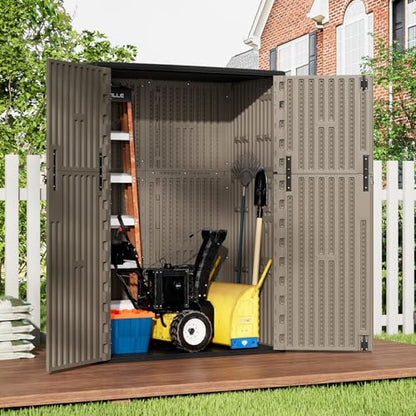 57 Cu.Ft Outdoor Storage Shed Weather Resistant (Brown / Tall Shed-47 cu ft)