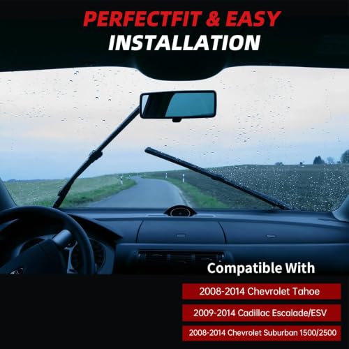 Windshield Wiper Blades Replacement for Chevy Chevrolet Tahoe 2009 (22"+22"+12")