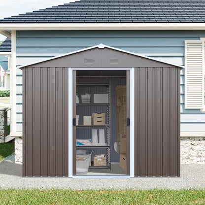 4x8 FT Outdoor Storage Shed (4x8 FT/Window / Warm Gray)