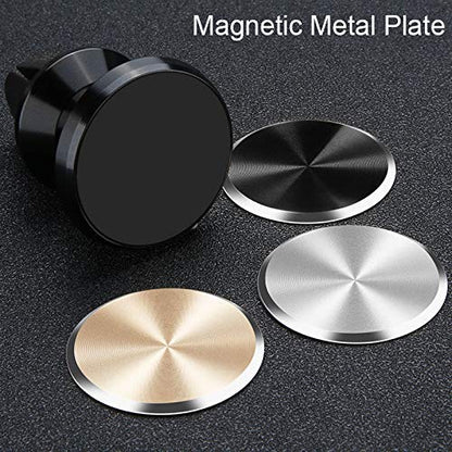 Phone Metal Plates 4 Pack for Magnetic Car Mount. Kit of 4 Clear Silver Round 3M Adhesive Discs Without Holes for Case Back. Strong Circular Cell Phone Magnet Holder Replacement Stickers Set (Silver)