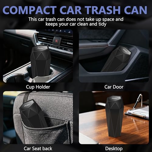 Car Trash Can with Lid (Black-1Pc)