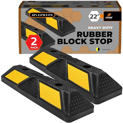 22" Heavy Duty Rubber Parking Stopper (1) Yellow Parking Stoppers / 1) 22 Inch)