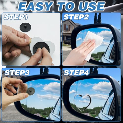 2Pcs Cars Heart Shaped Blind Spot Mirrors Car Side Mirror Blindspot Adjustabe Angle Removable Wide Angle Convex RearView Mirror for Enhanced Safety Universal Fit Stick (Heart-2Pcs)