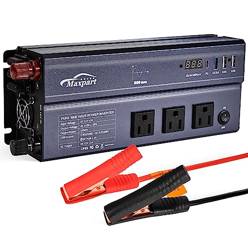 1000W Pure Sine Wave Power Inverter12V DC to 120V AC Converter (1000W / Gray)