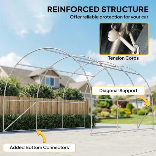 10' x 16' Carport Heavy Duty Portable Garage Storage Tent Beige (Beige)