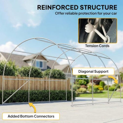 10' x 16' Carport Heavy Duty Portable Garage Storage Tent Beige (Beige)