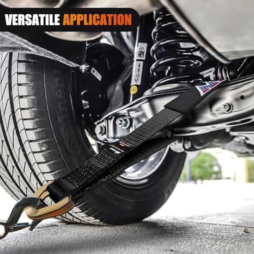 2" x 38" Axle Tie Down Straps with D (4Pcs 2in x 38in Axle Tie Down Straps Black)