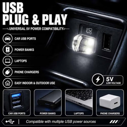 2PCS Mini USB LED Lights (White)